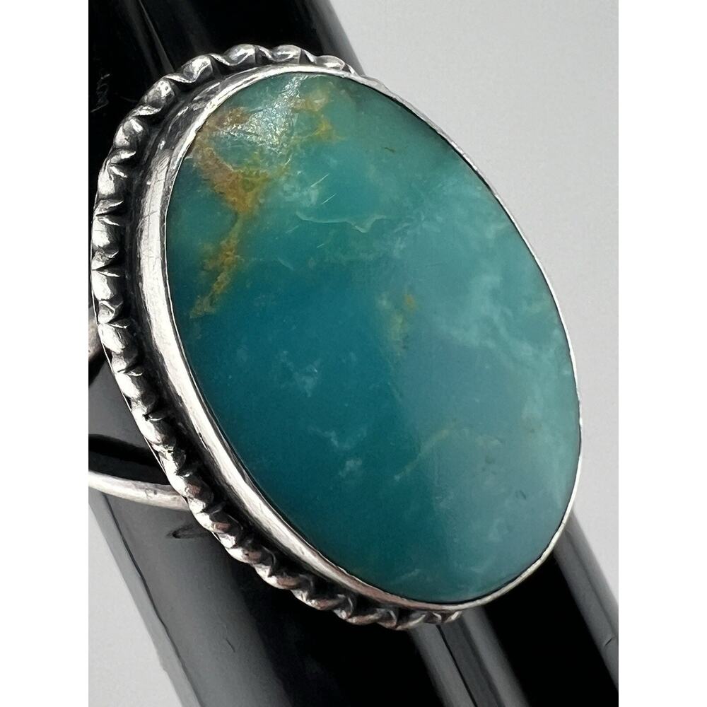 Native American Sterling Silver Turquoise Ring Size: 6.5